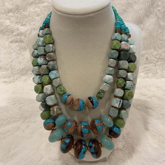 Chico’s Triple Strand Turquoise Necklace - Picture 1 of 4